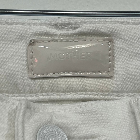 Mother Denim White Jeans 26 High Rise Raw Hem Cotton Blend Hustler Ankle Fray - Picture 3 of 6